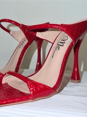 Red Croc-Embossed Slingback Stiletto Heels - Women